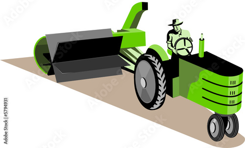 Farmer driving his tractor
