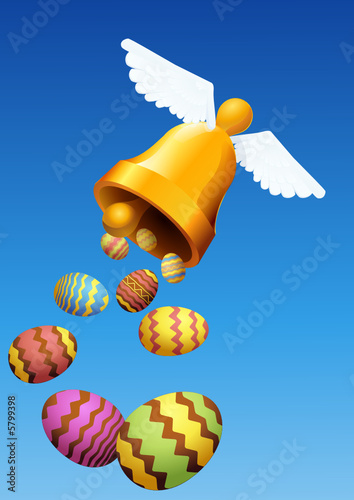 Cloche et oeufs de Pâques