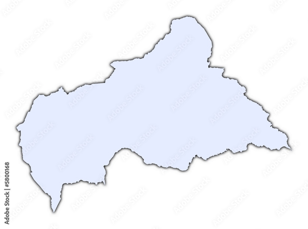 Central African Republic light blue map with shadow