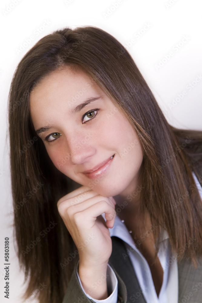 Attractive businesswoman shows confidence in her portrait Attractive businesswoman shows confidence in her portrait