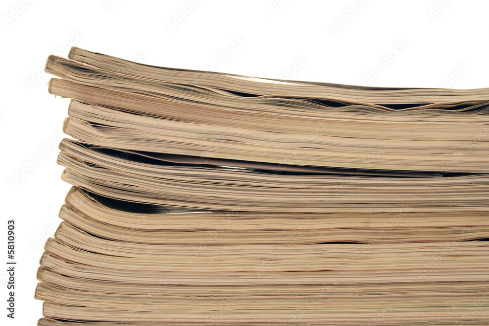 stack of magazines over white. stack of magazines over white.