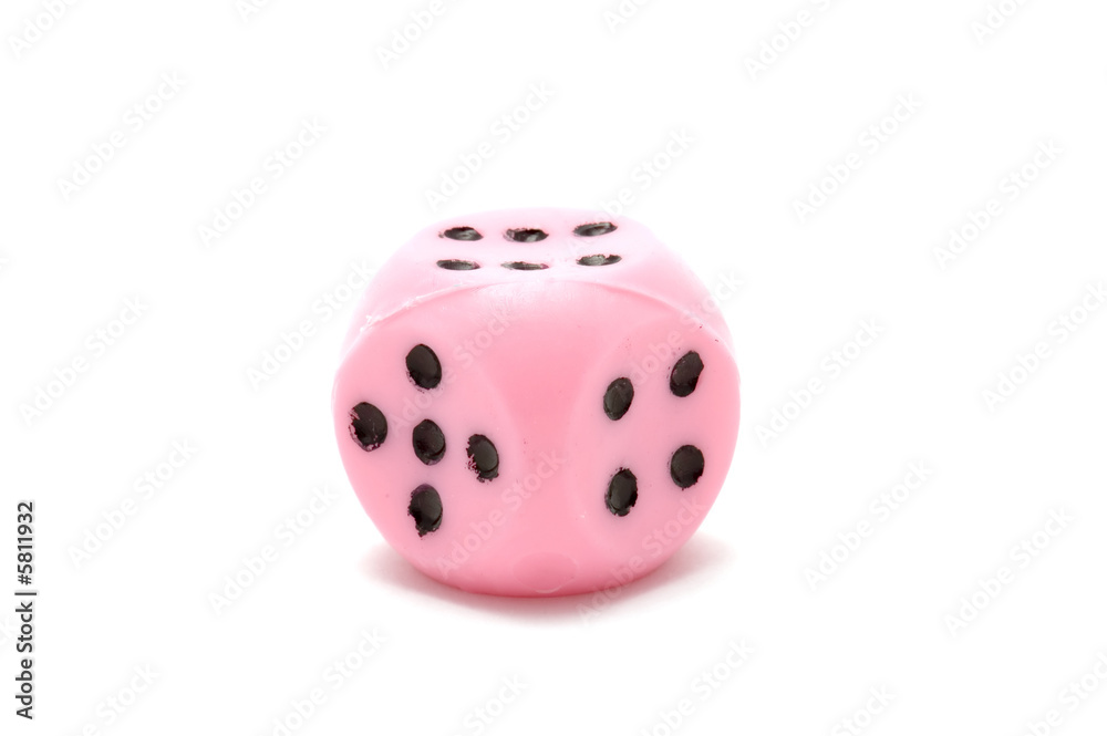 object on white - game tool pink die object on white - game tool pink die