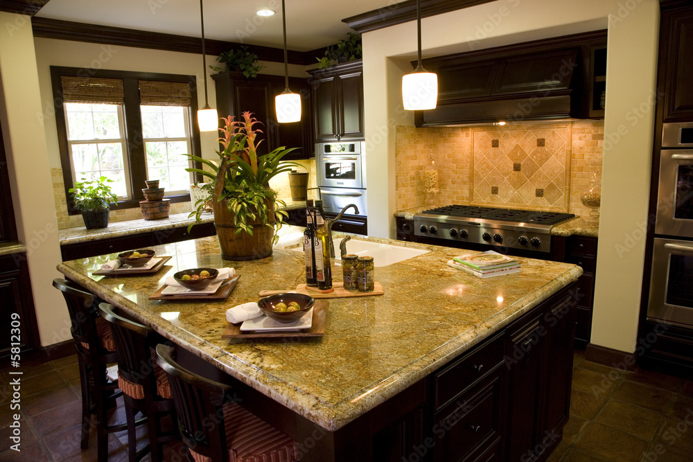 Spacious kitchen with an island.