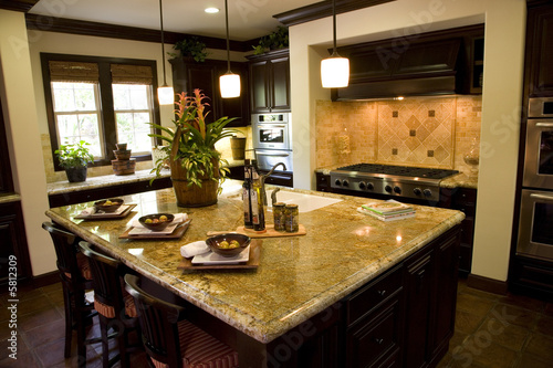 Spacious kitchen with an island.