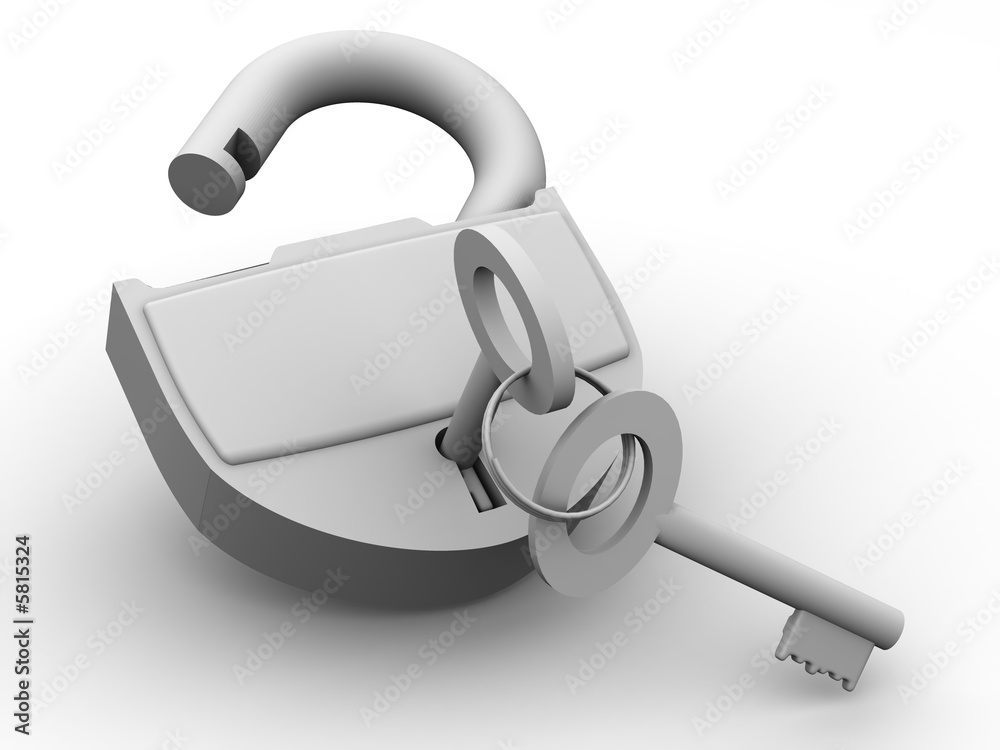 Padlock with keys. 3d Padlock with keys. 3d