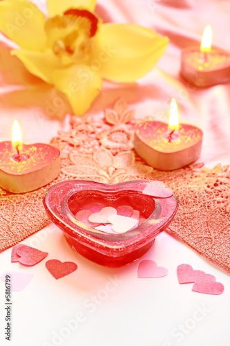 Valentine heart of candles