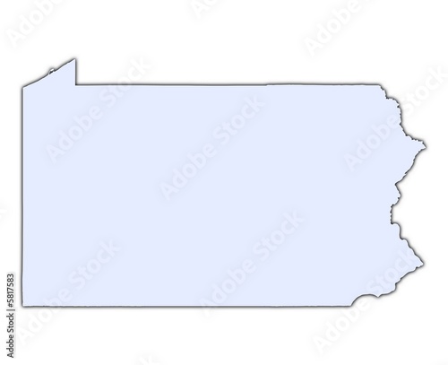 Pennsylvania (USA) light blue map with shadow