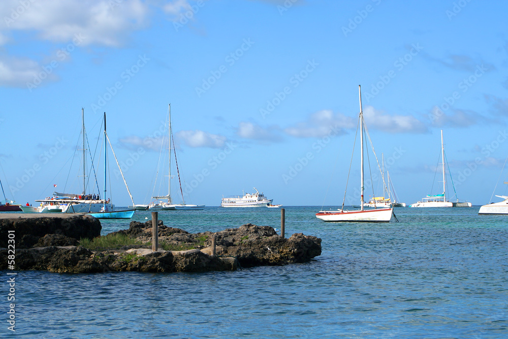boats docked along the coast of the Caribbean coast