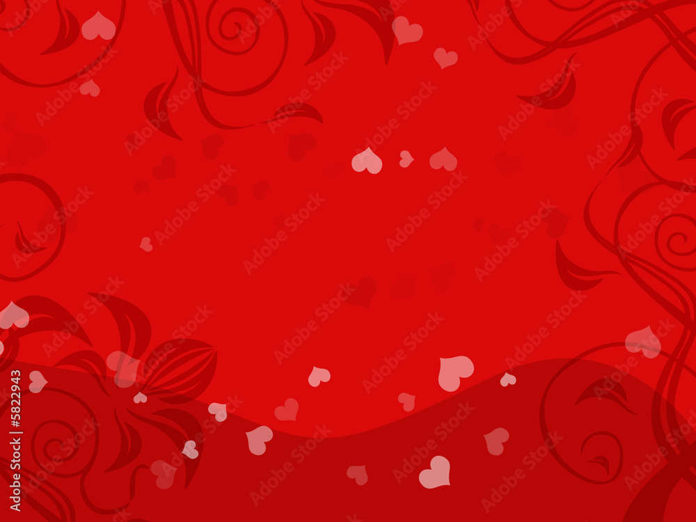 romantic floral red background with hearts romantic floral red background with hearts