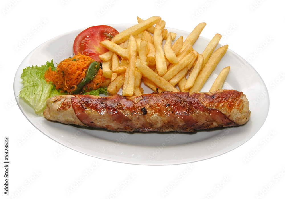 Fresh steak with potatoes and lettuce Fresh steak with potatoes and lettuce