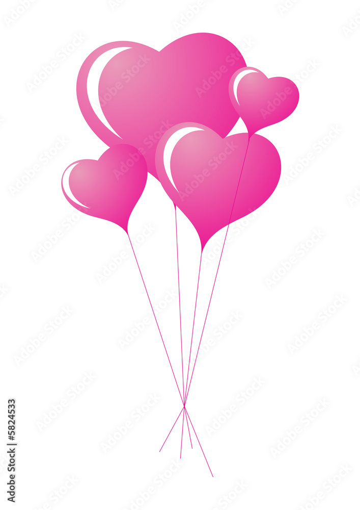 Pink valentine balloons isolated on white background Pink valentine balloons isolated on white background