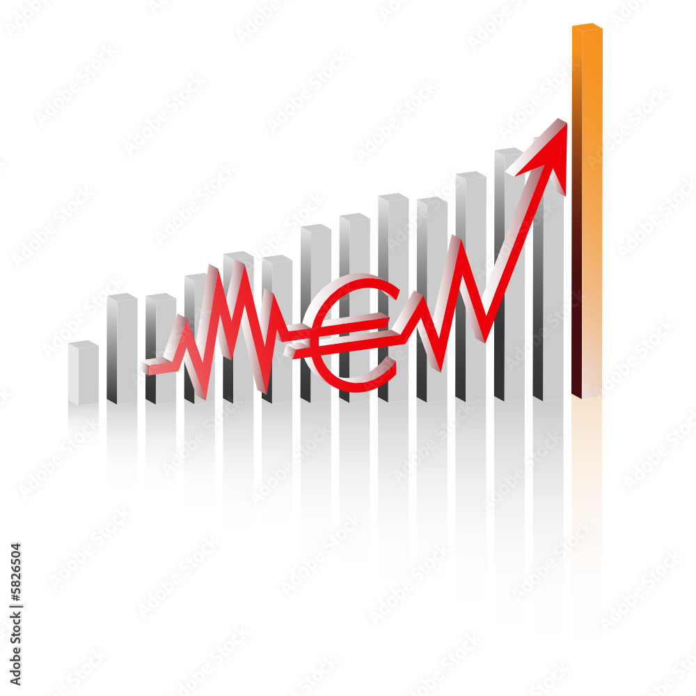 Graph showing rise in profits or earnings in 3D Graph showing rise in profits or earnings in 3D