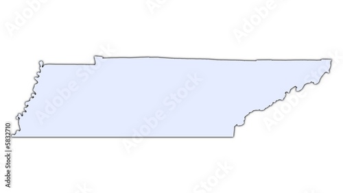 Tennessee (USA) light blue map with shadow
