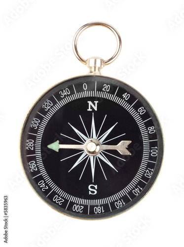Old west oriented compass isolated over white