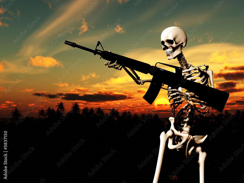 Naklejka premium War Skeleton With Background 4