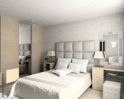 modern design of interior. Badroom. 3D render.