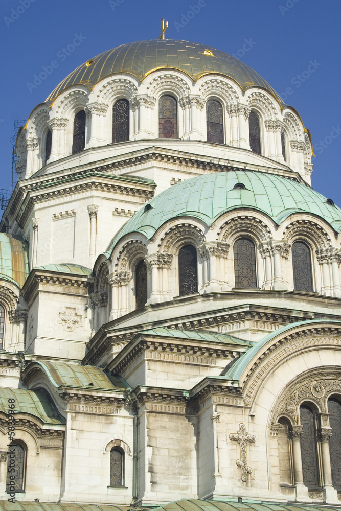 Domes of a big cathedral in Bulgaria