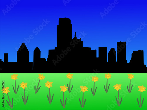 Dallas Skyline in spring