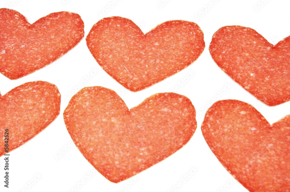 Fototapeta premium the salami hearts background