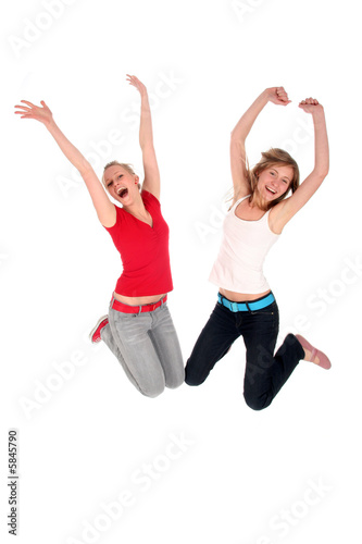 Women jumping for joy