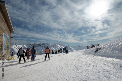 Ski resort in high mountain