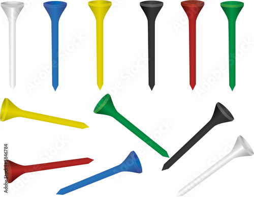 Assorted Golf Tees Vector Illustration