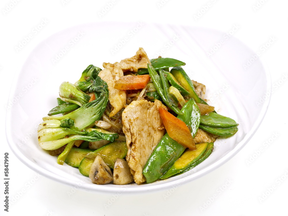 gebratenes hühnchen mit chinesischen gemüsen gebratenes hühnchen mit chinesischen gemüsen