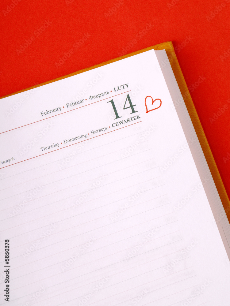 Calendar page/ February 14th - Valentine's day Calendar page/ February 14th - Valentine's day