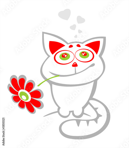 cat and flower