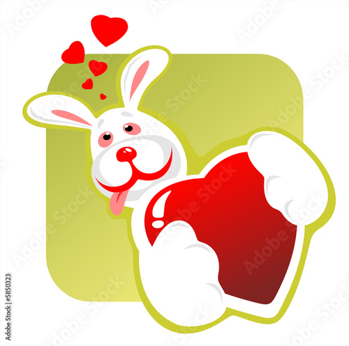 enamored rabbit and heart