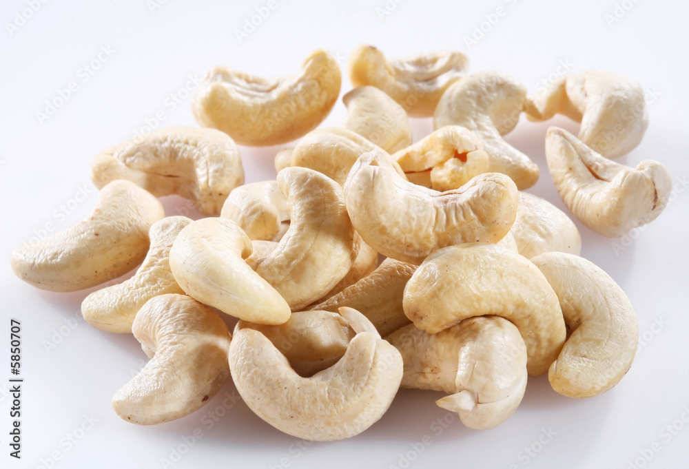 Nuts of cashews; Objects on white background Nuts of cashews; Objects on white background