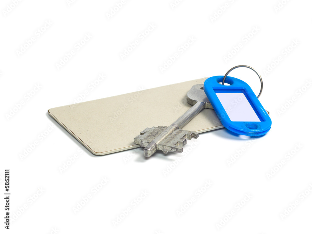 key and keycard isolated on white background key and keycard isolated on white background
