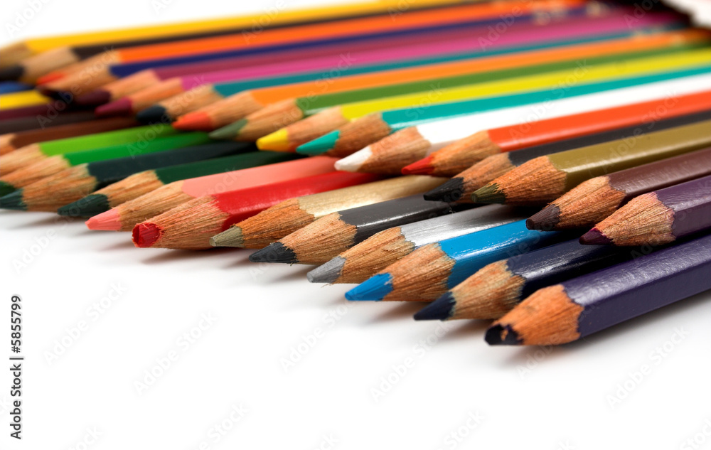 Assortment of coloured pencils on white background Assortment of coloured pencils on white background