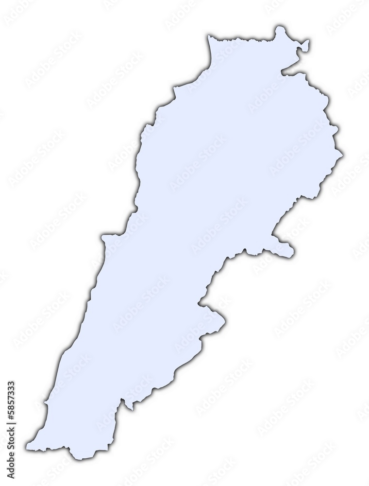 Lebanon light blue map with shadow