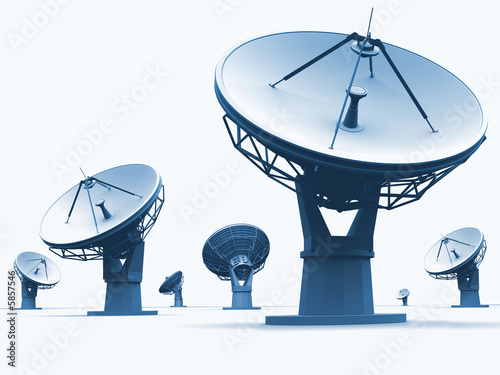 The radiotelescopes on white background