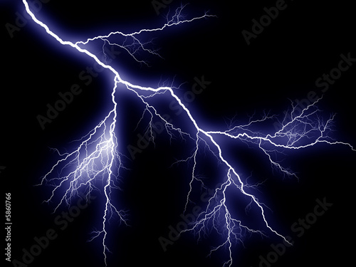 luminous discharge  lightnings on black background