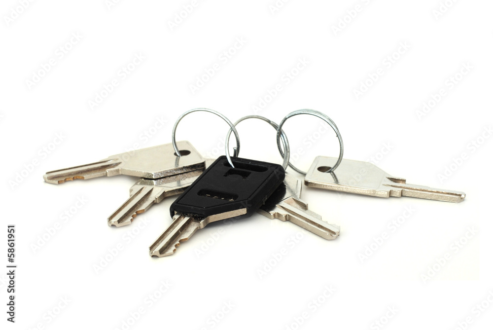 Bunch of keys on white background Bunch of keys on white background