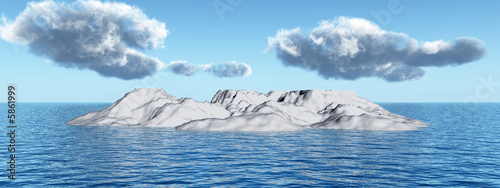 The big iceberg on  the open ocean - 3d landscape scene.