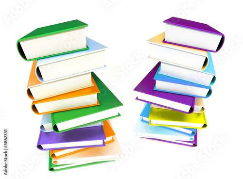 colored books on white background