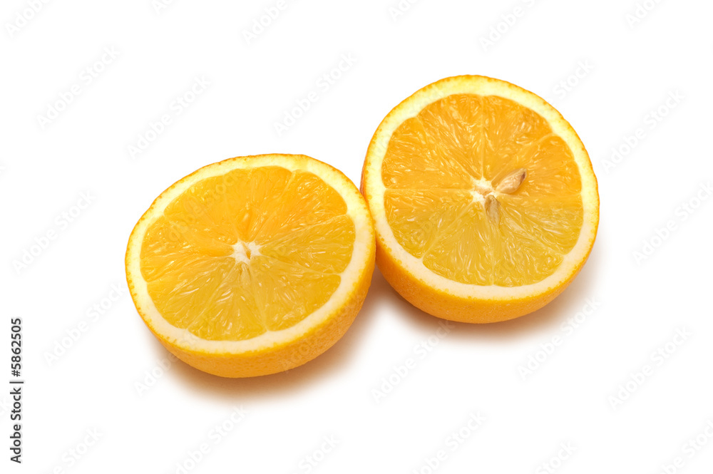 Two piecies of orange isolated on white Two piecies of orange isolated on white