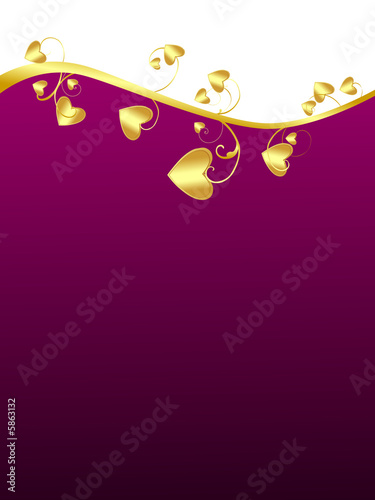 purple background with golden hearts