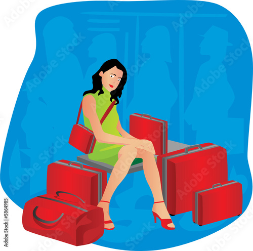 Jeune femme attendant un taxi