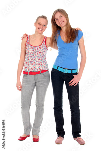 Two young women smiling