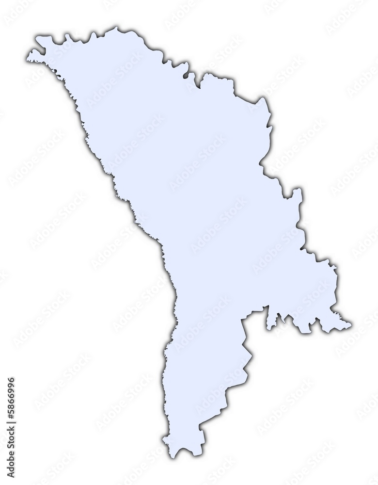 Moldova light blue map with shadow