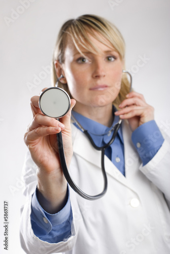 Female Doctor Hand Held Stethoscope close up