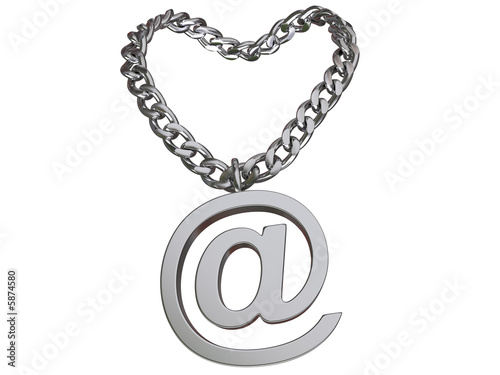 3d rendered chain with symbol, isolated on white.