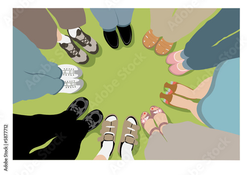 Eight friends stand in a circle vector