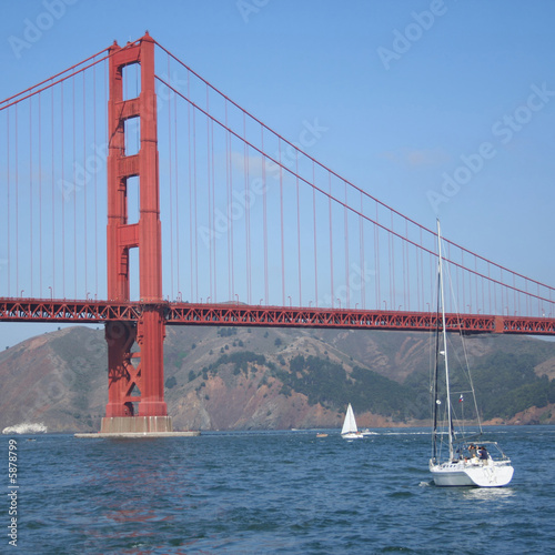 Yacht and Golden Gate Bridge San Francisco