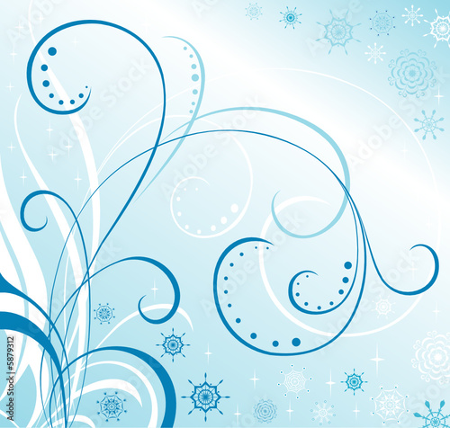  Snowflakes on a blue background. 