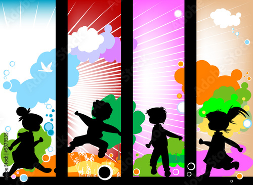 kids silhouettes against a ...